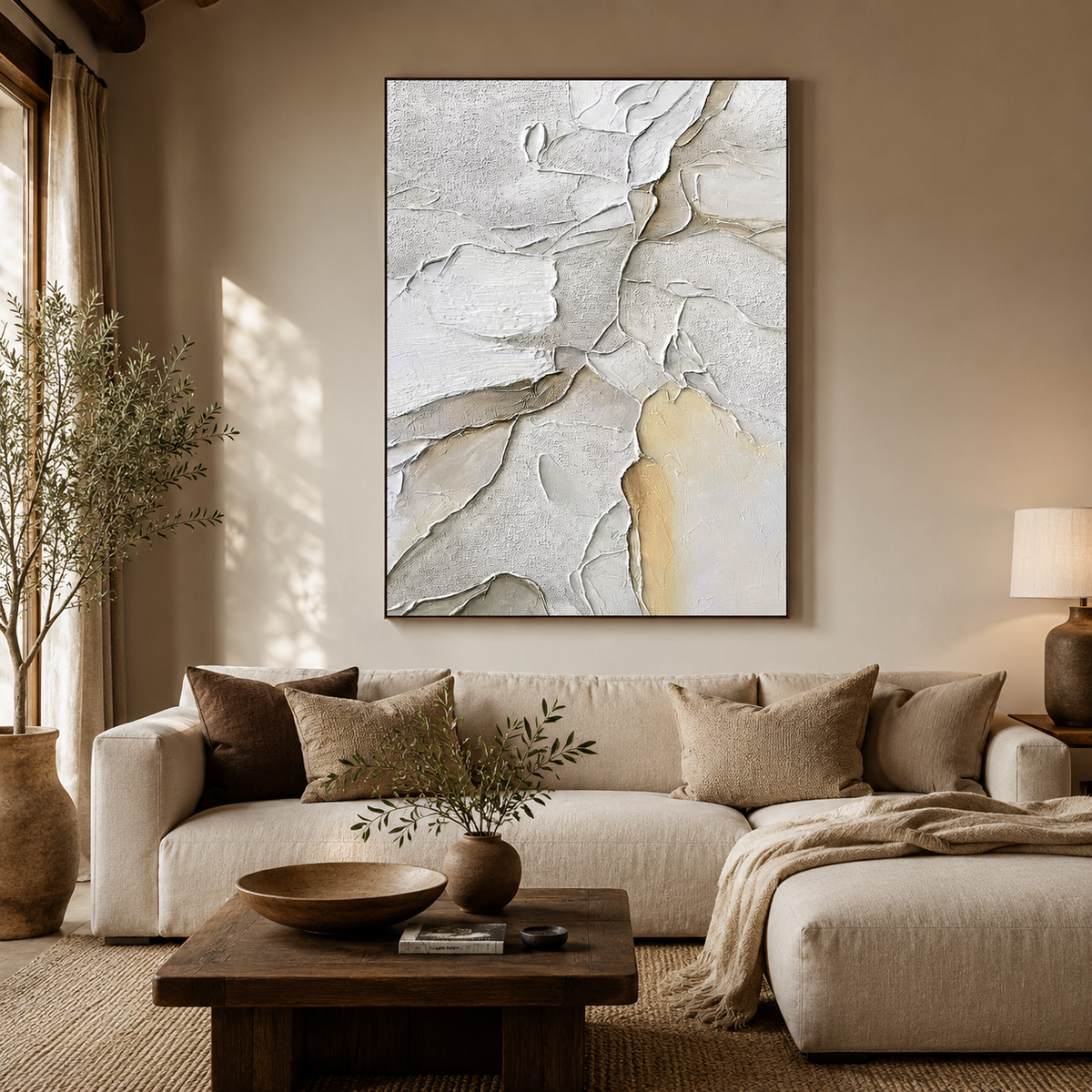 Ivory Layers-Textured Abstract Painting