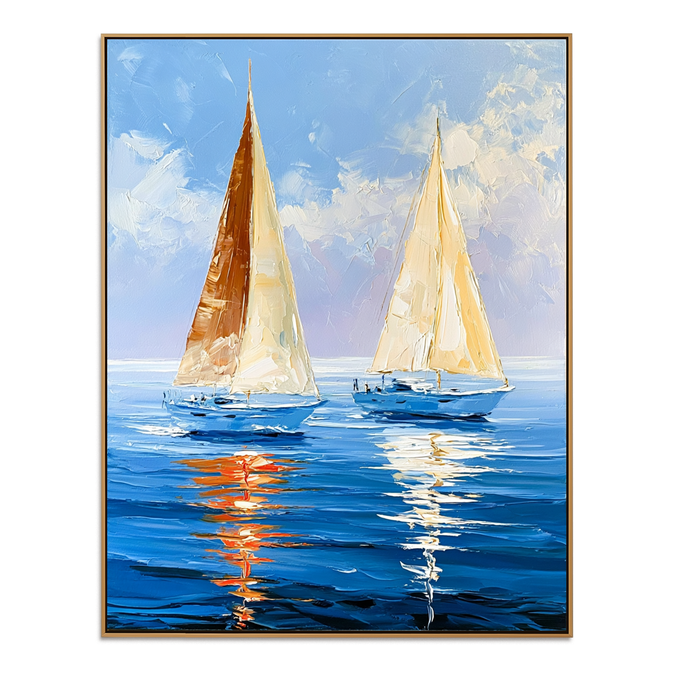 Golden Sails-Blue Ocean Seascape Painting