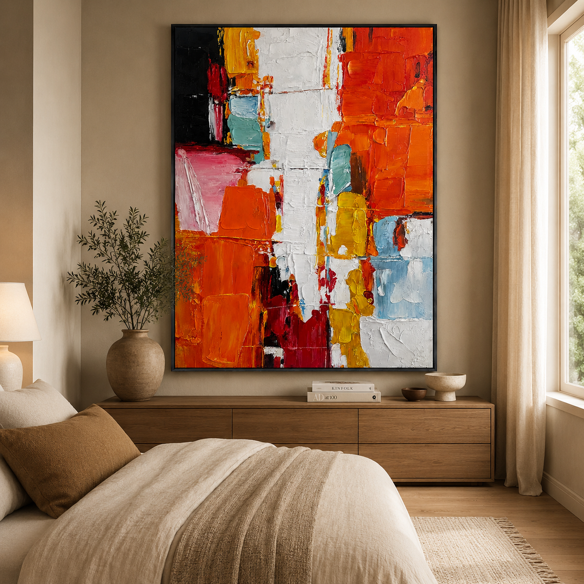 Vibrant Color Blocks-Abstract Textured Oil Painting