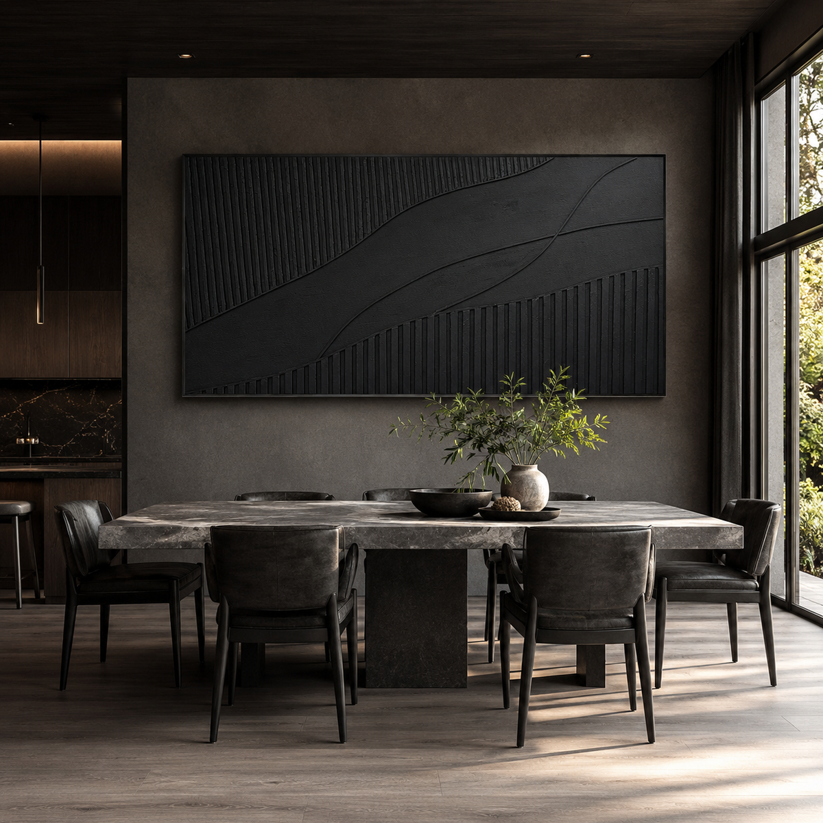Obsidian Wave Relief-Abstract Textured Wall Art