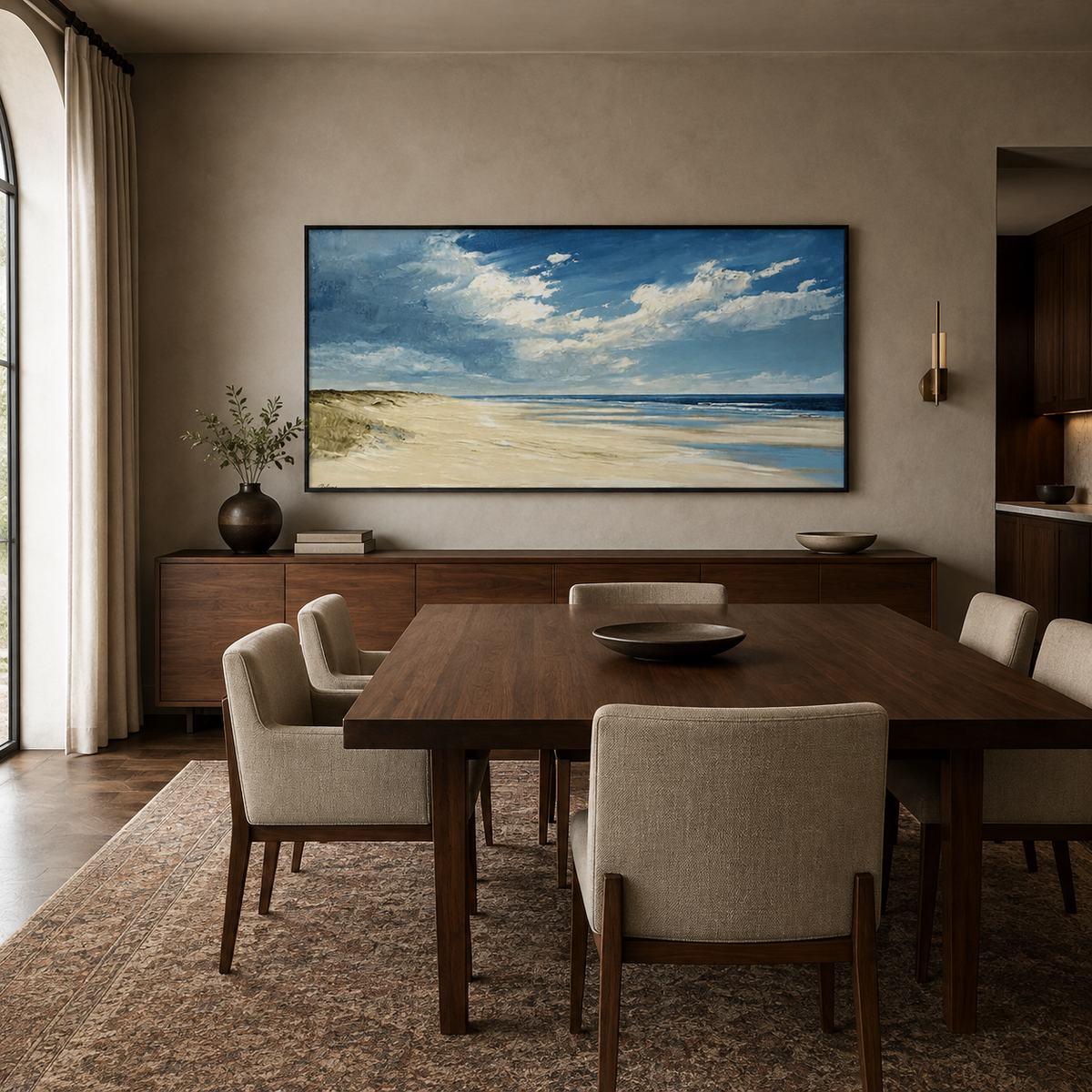 Coastal Daylight-Blue Beach Landscape Painting