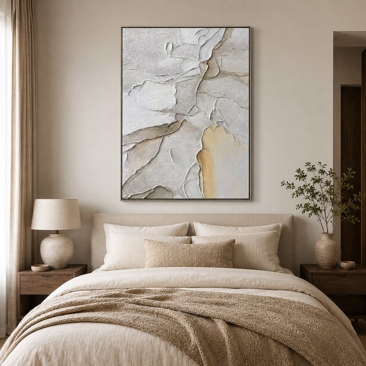 Ivory Layers-Textured Abstract Painting