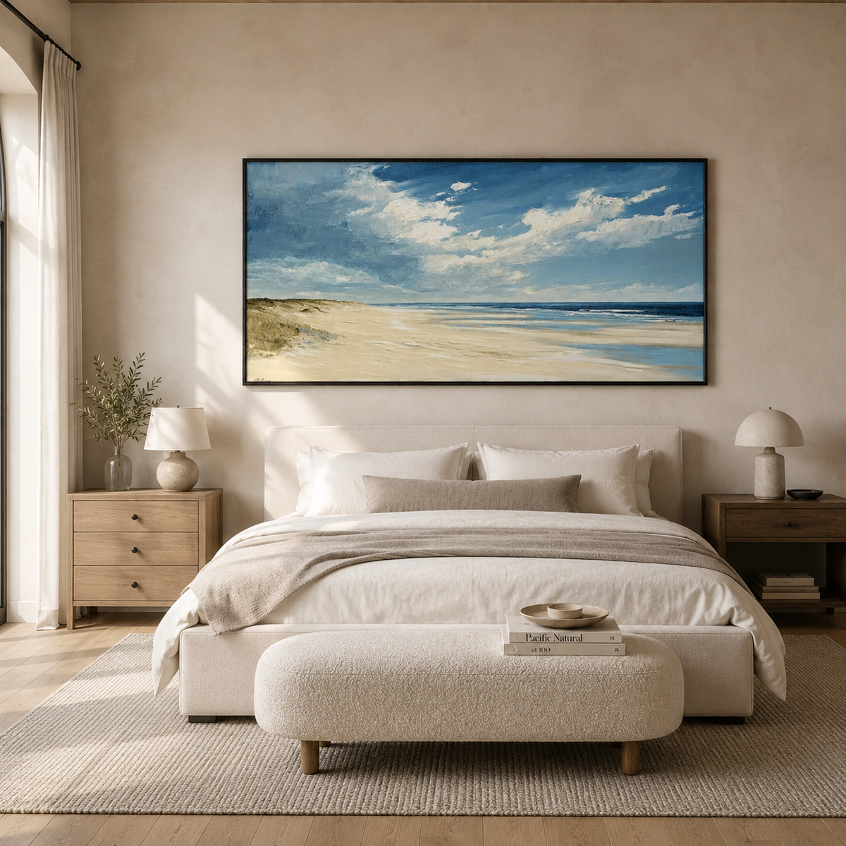 Coastal Daylight-Blue Beach Landscape Painting