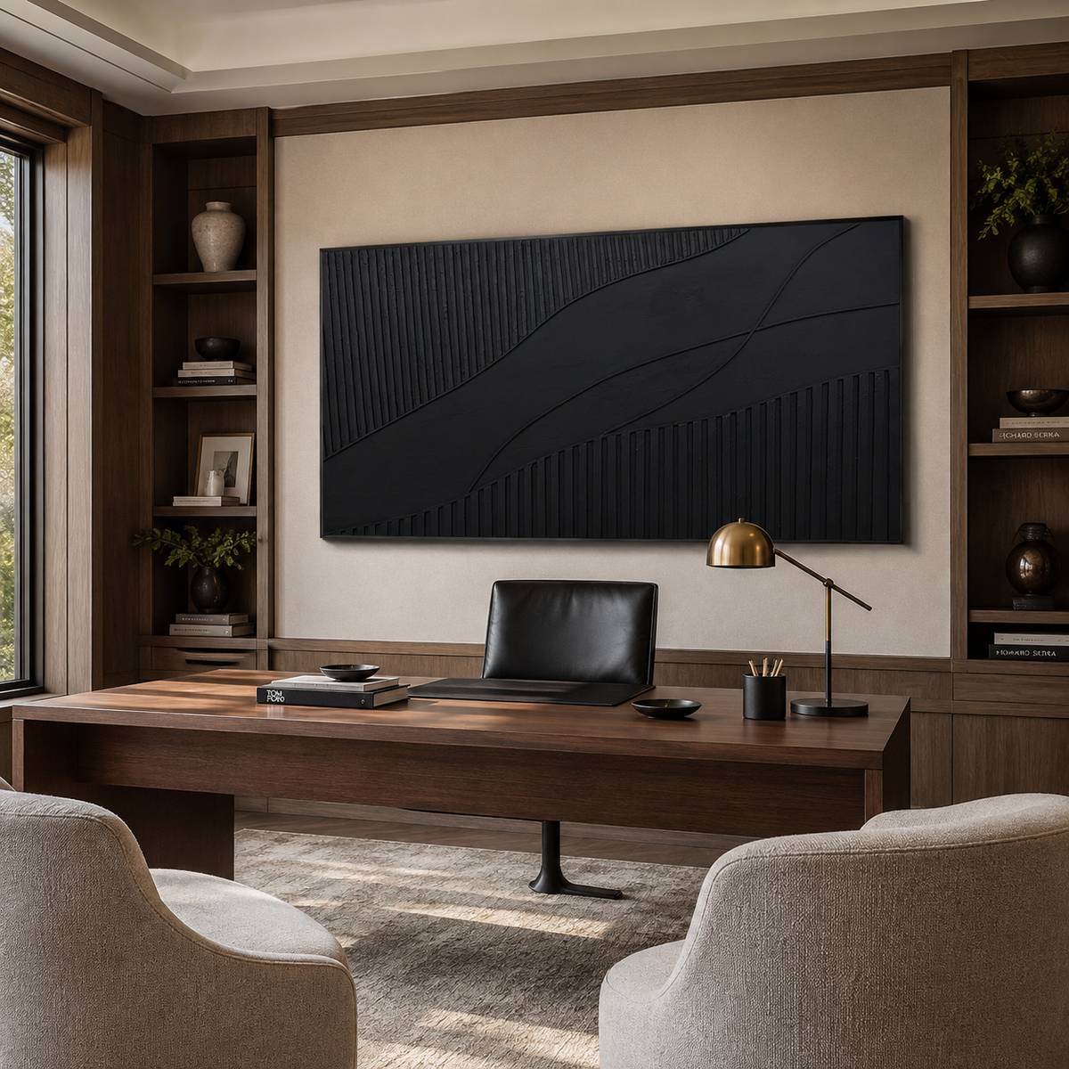 Obsidian Wave Relief-Abstract Textured Wall Art