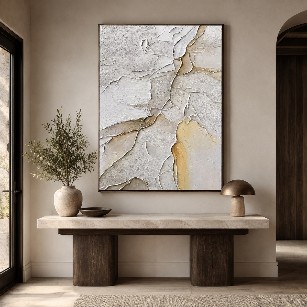 Ivory Layers-Textured Abstract Painting
