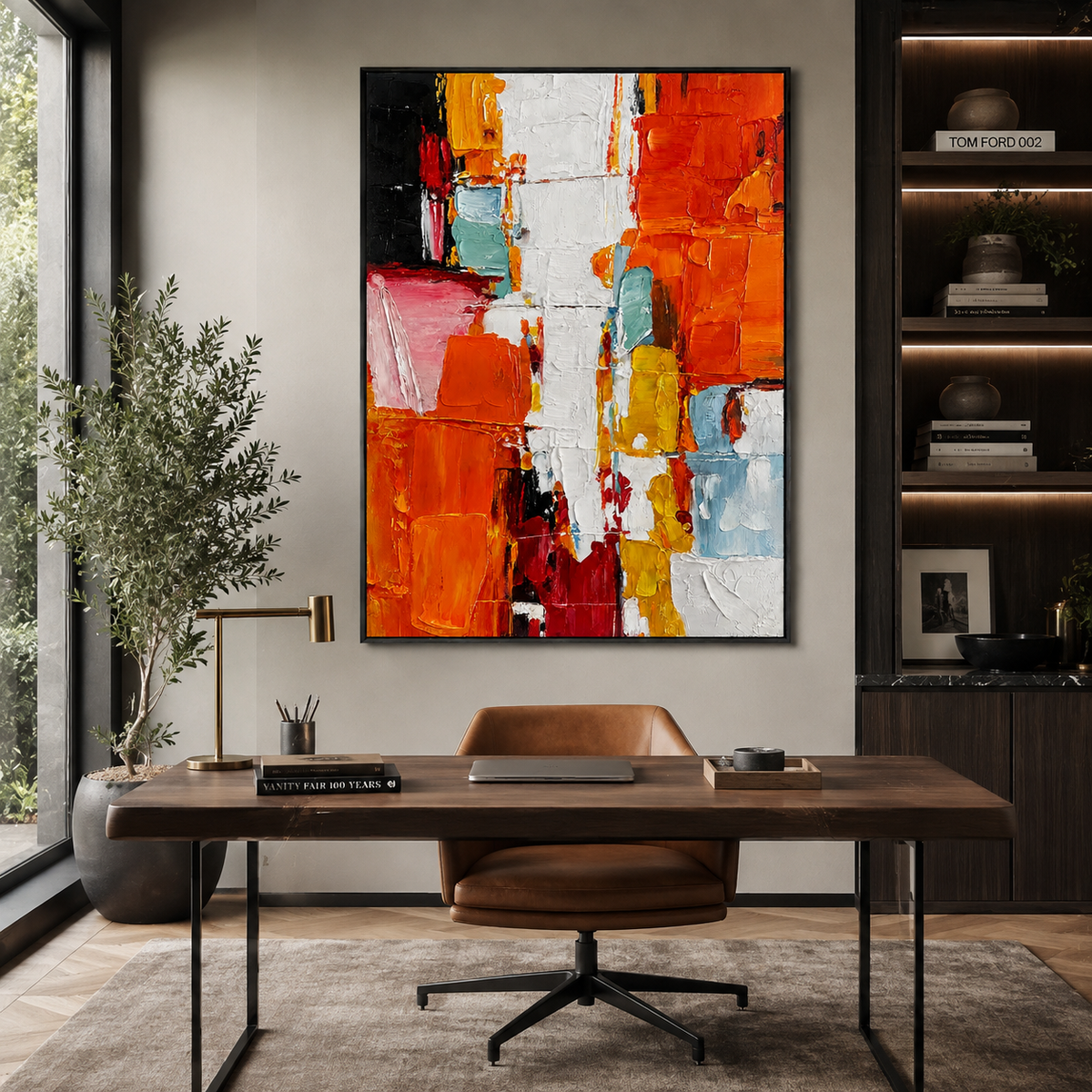 Vibrant Color Blocks-Abstract Textured Oil Painting