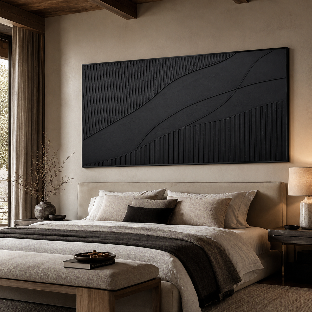 Obsidian Wave Relief-Abstract Textured Wall Art