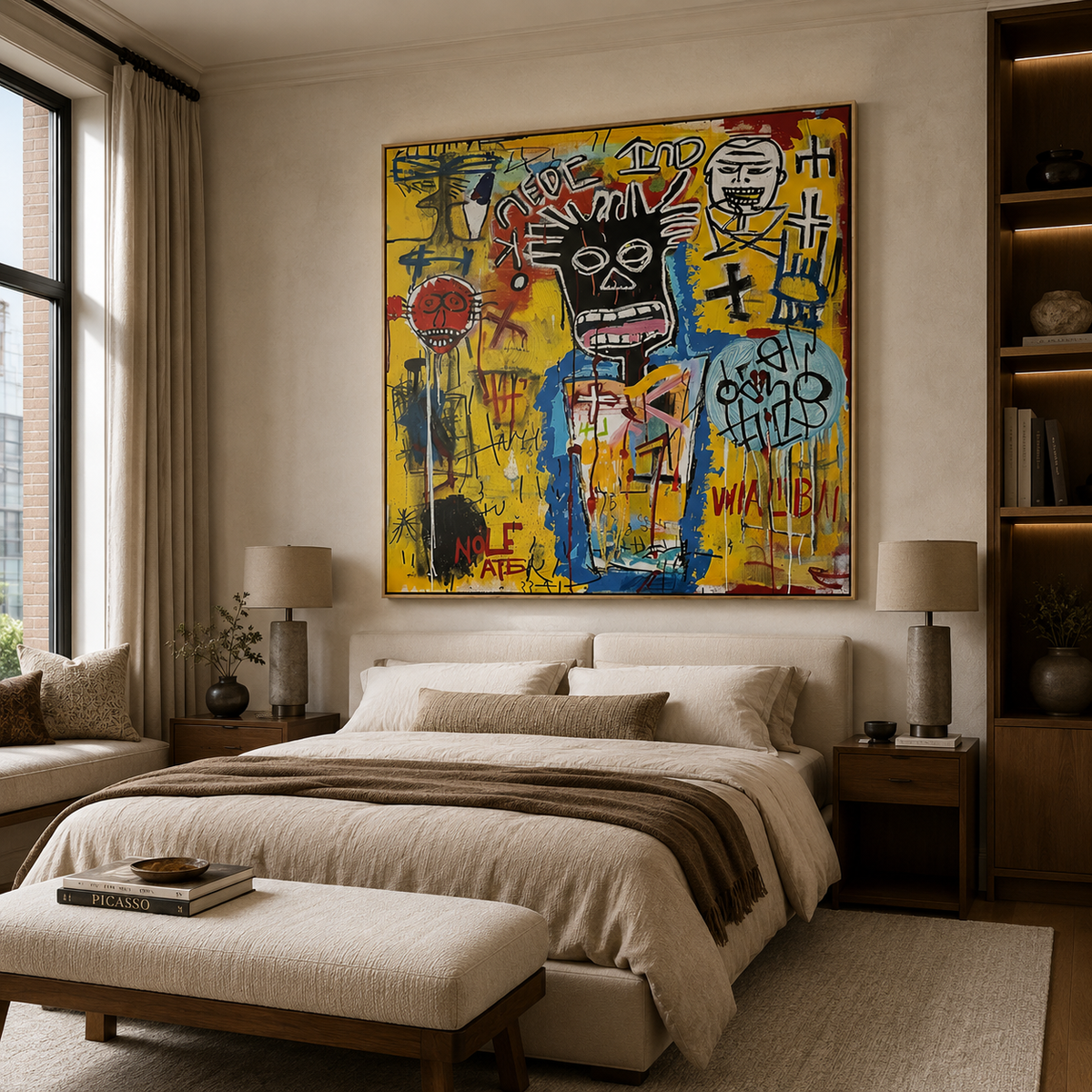 Urban Pulse-Yellow Graffiti Portrait Painting