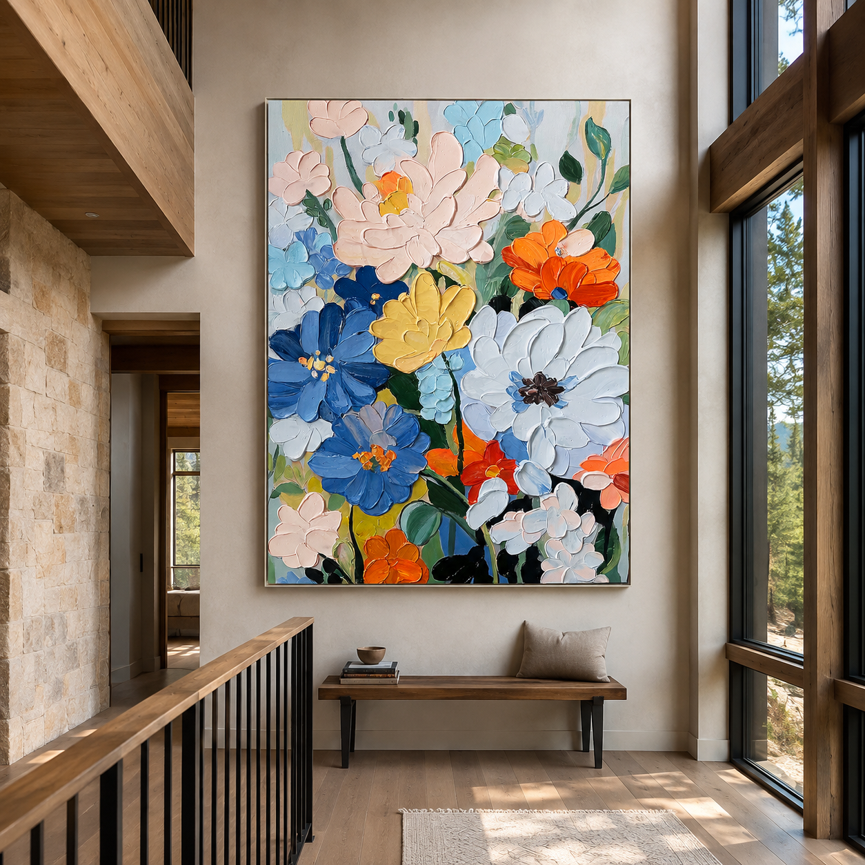 Spring Chorus-Pastel Floral Impasto Painting