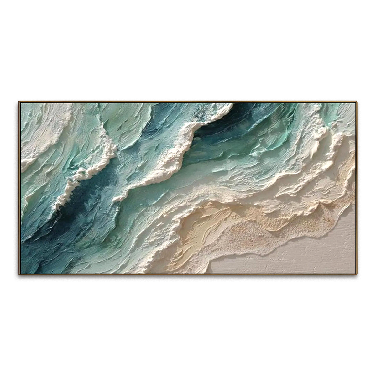 Sea Glass Drift-Aqua Shoreline Painting