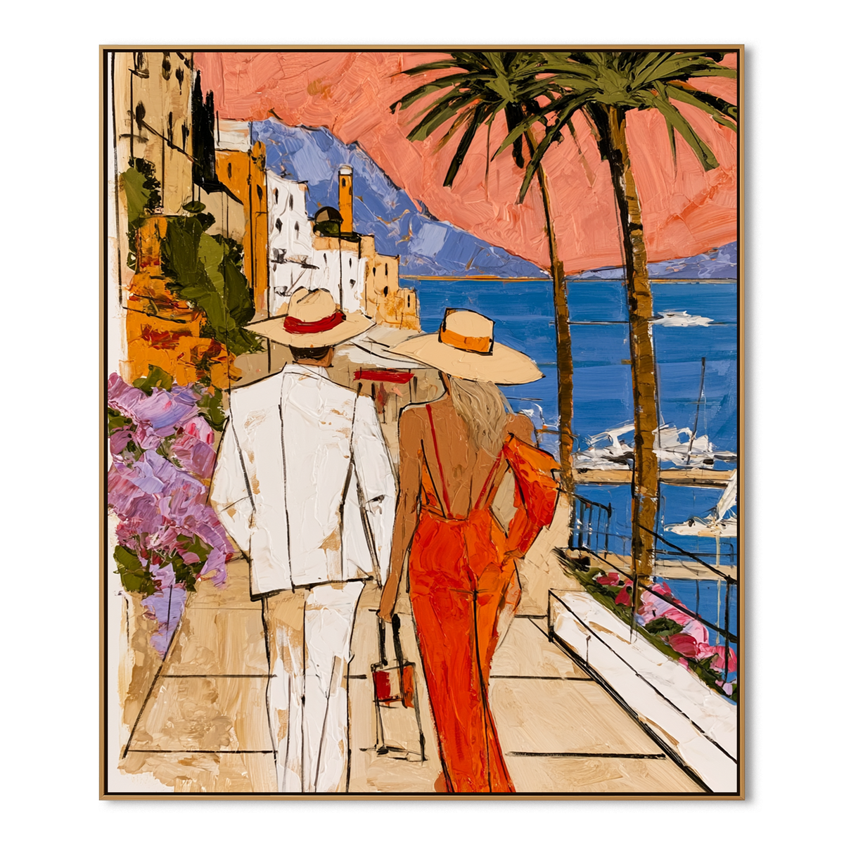 Sunset Riviera-Coastal Couple Painting