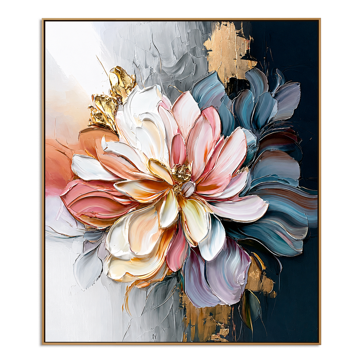 Blush Eclipse-Pink Navy Floral Painting
