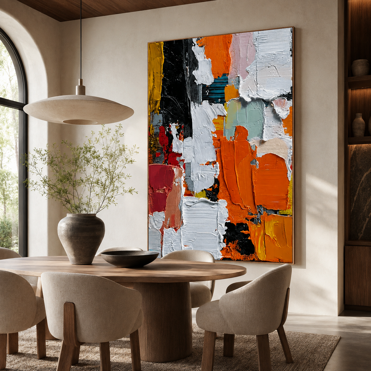 Autumn Ember Blocks-Textured Abstract Oil Painting