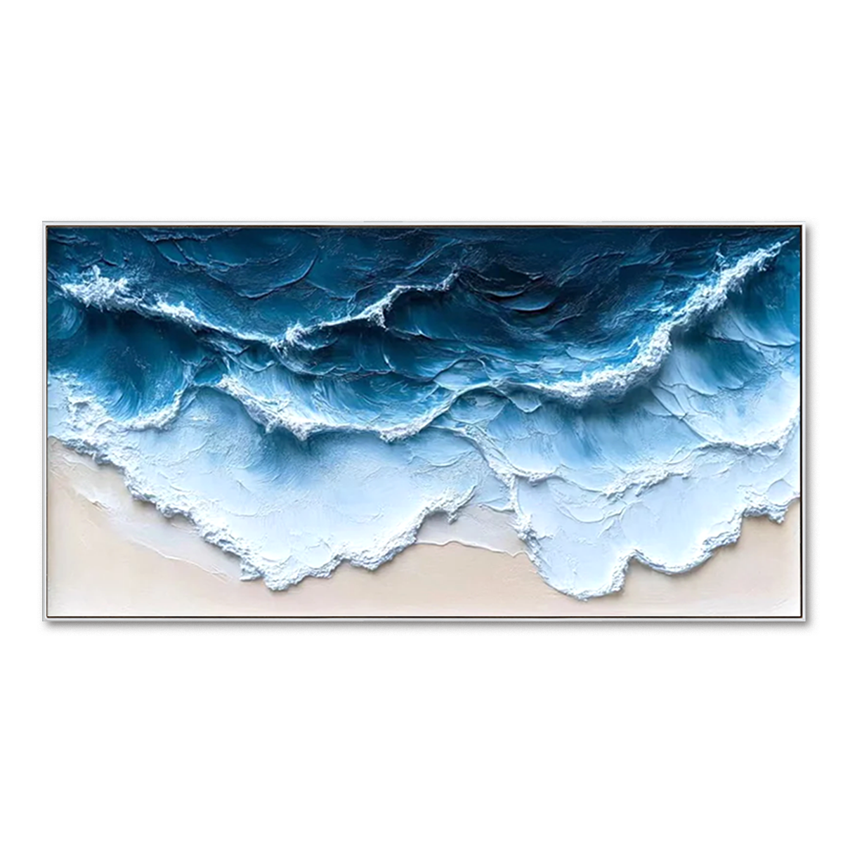Deep Tide-Navy Ocean Wave Painting