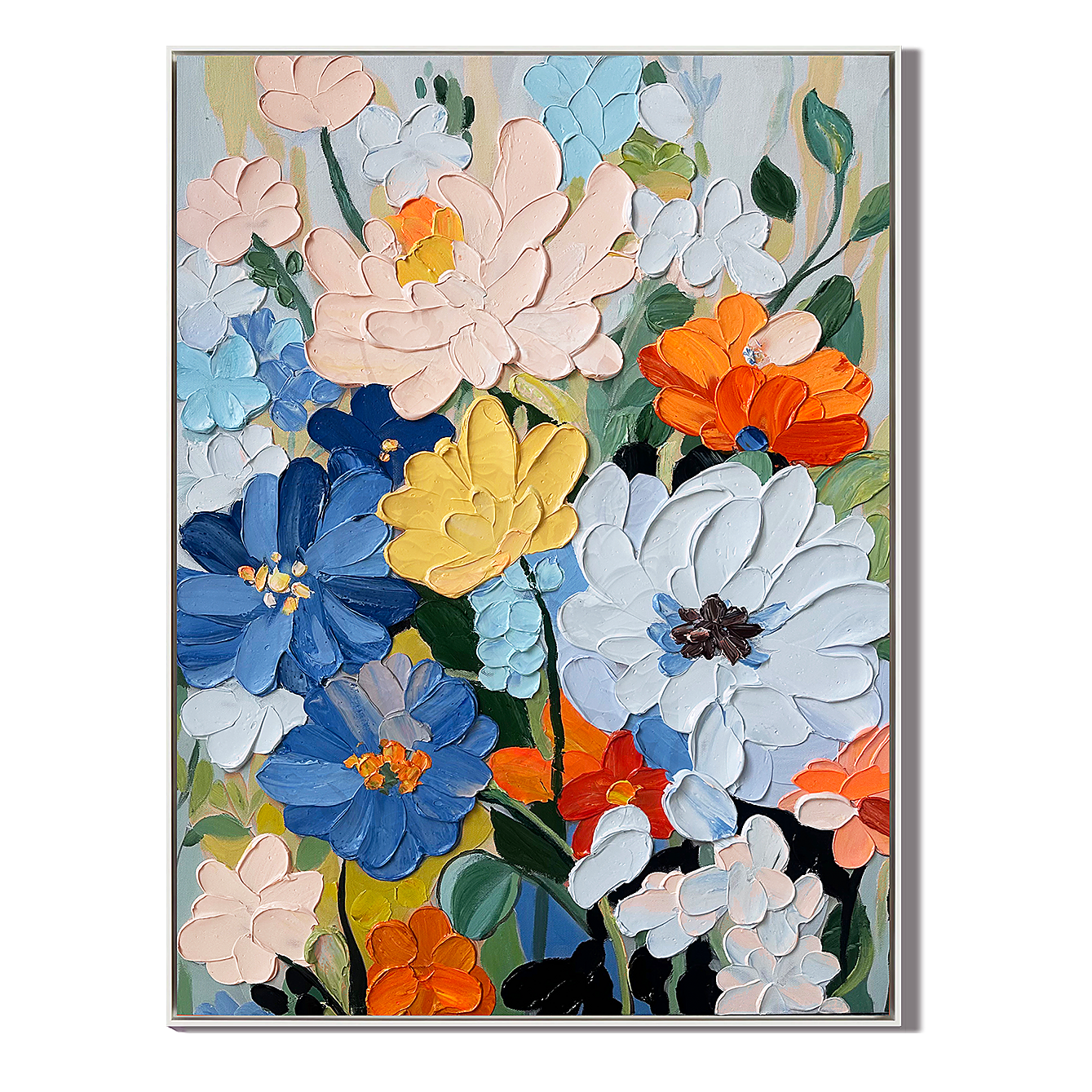 Spring Chorus-Pastel Floral Impasto Painting