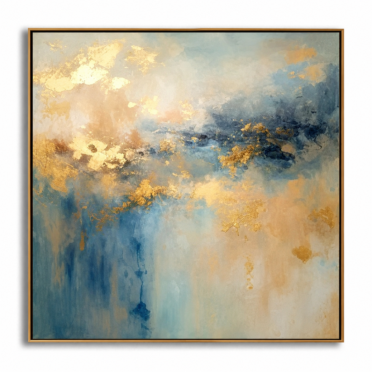Golden Mist-Blue Abstract Ocean Painting