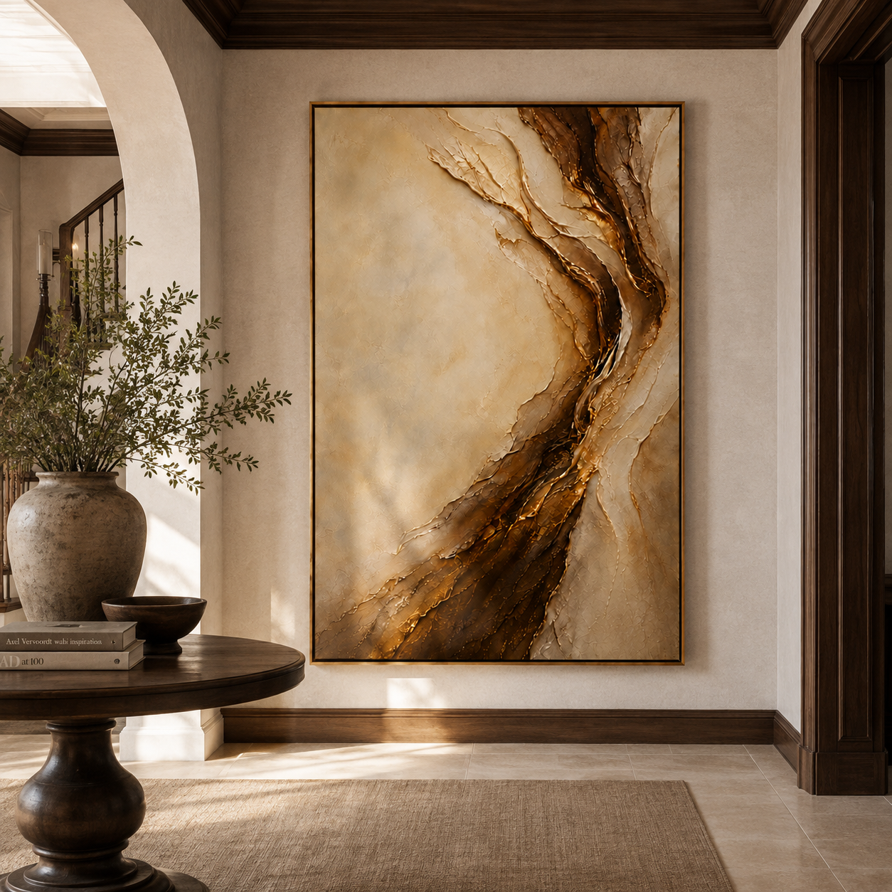 Golden Flow-Abstract Texture Oil Painting