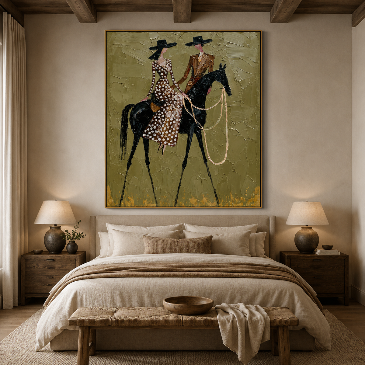 Western Rider Duo-Textured Cowboy Horse Oil Painting
