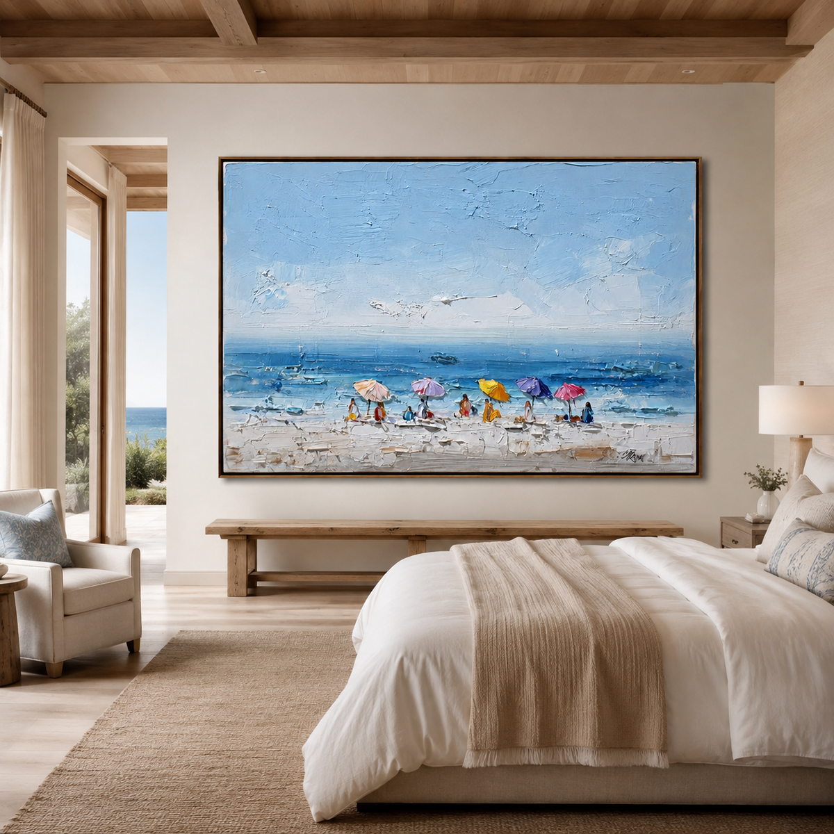 Summer Shore-Colorful Beach Umbrella Painting