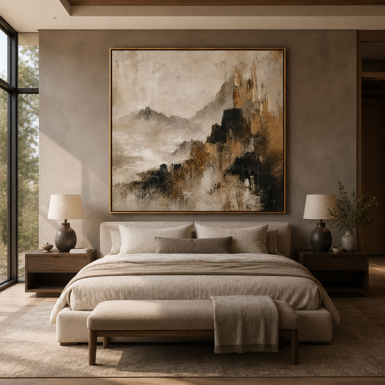Misty Castle-Abstract Mountain Landscape Painting