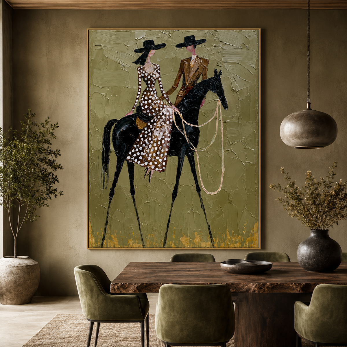 Western Rider Duo-Textured Cowboy Horse Oil Painting