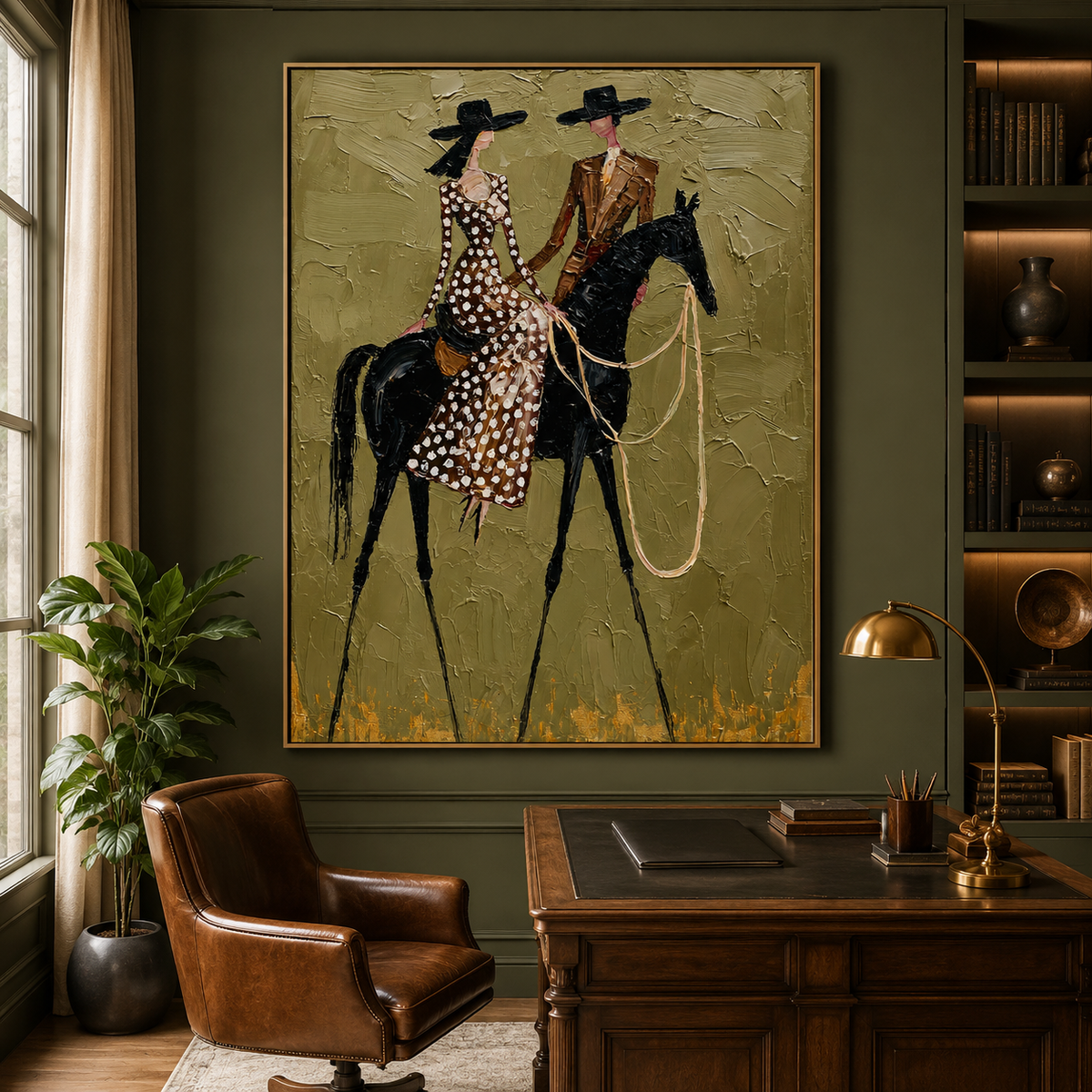 Western Rider Duo-Textured Cowboy Horse Oil Painting