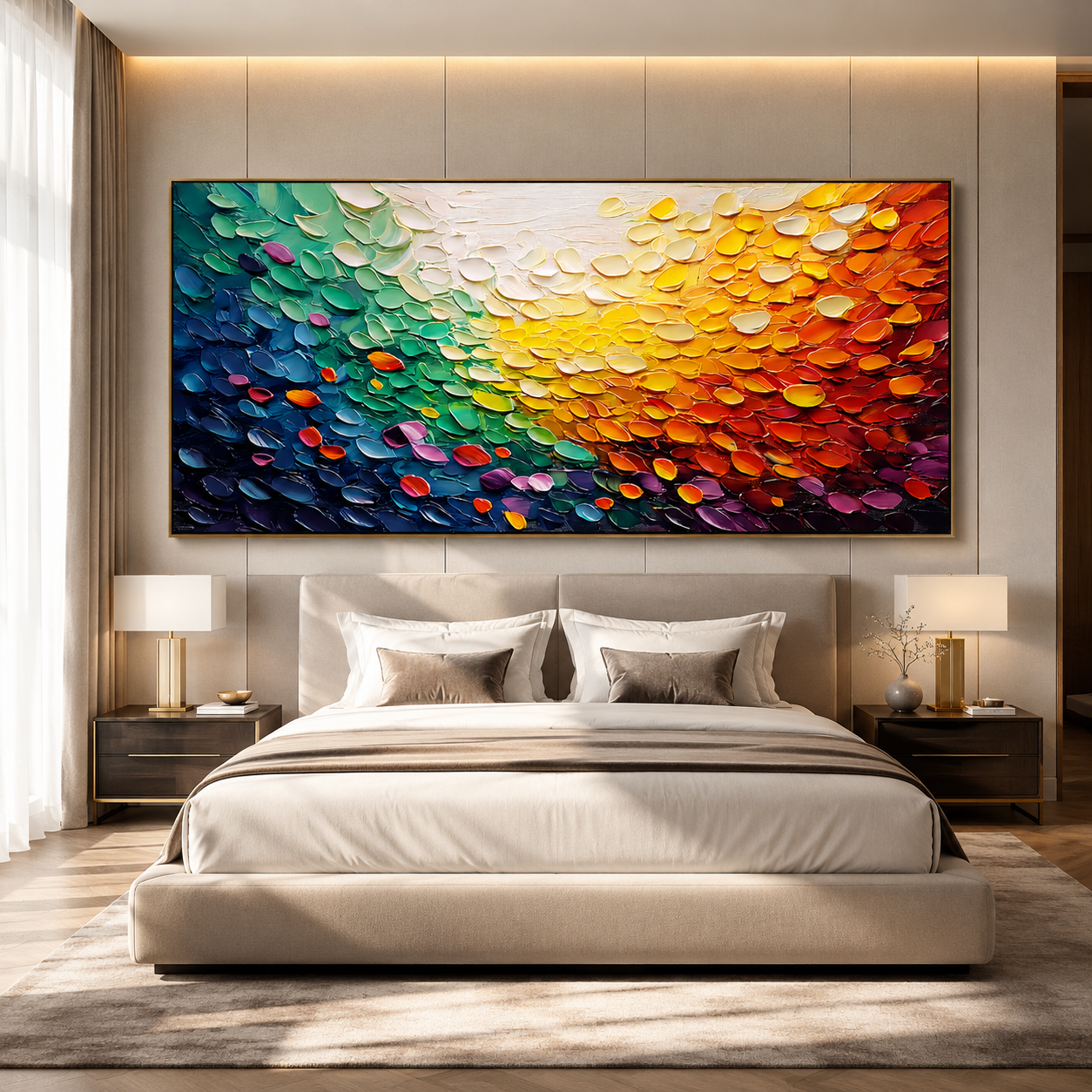 Radiant Flow-Rainbow Impasto Abstract Painting