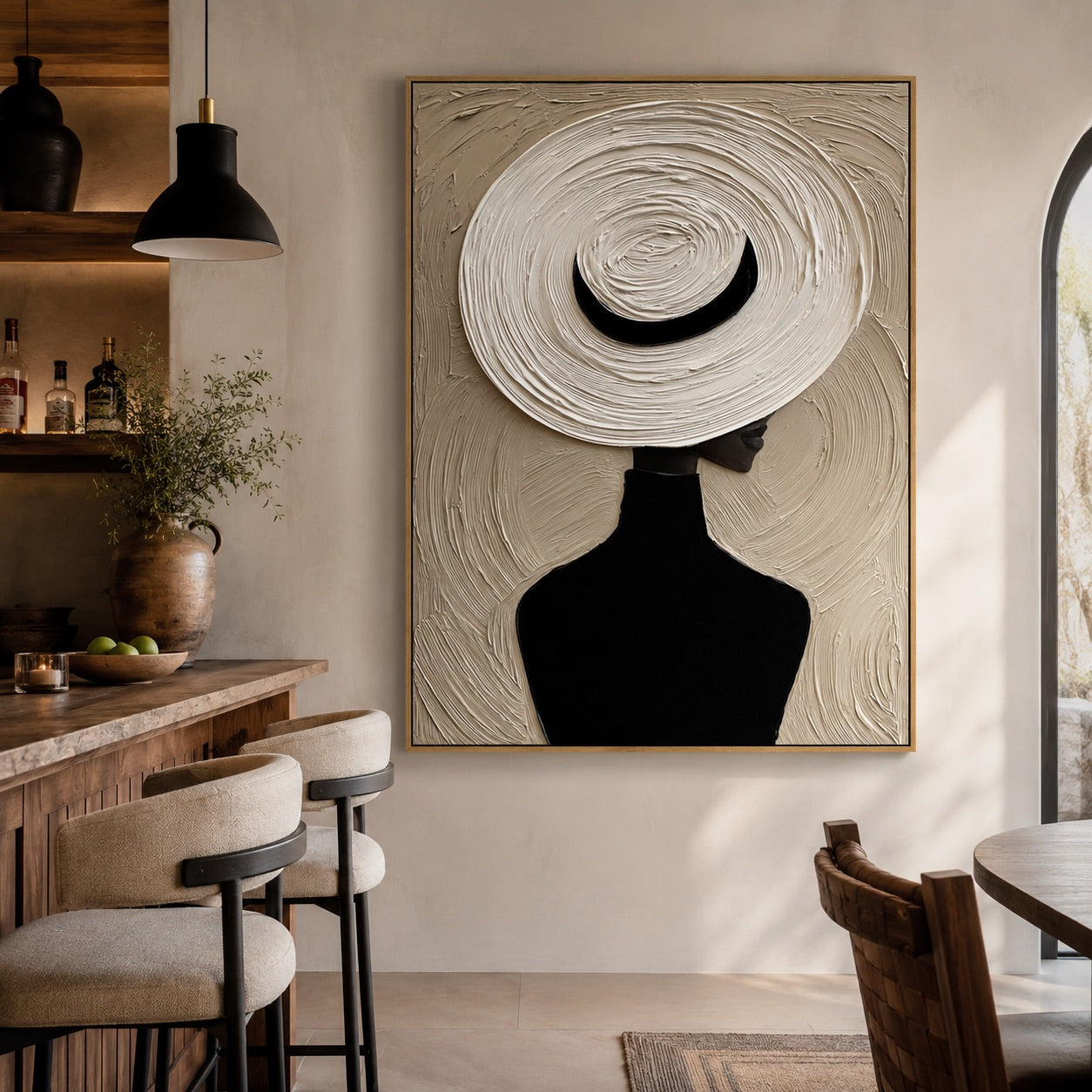 Halo Brim-Minimalist Woman Oil Painting