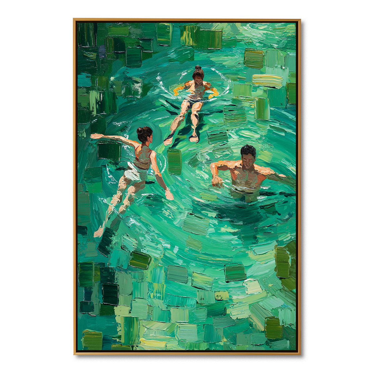 Emerald Pool Moments-Contemporary Swimming Painting
