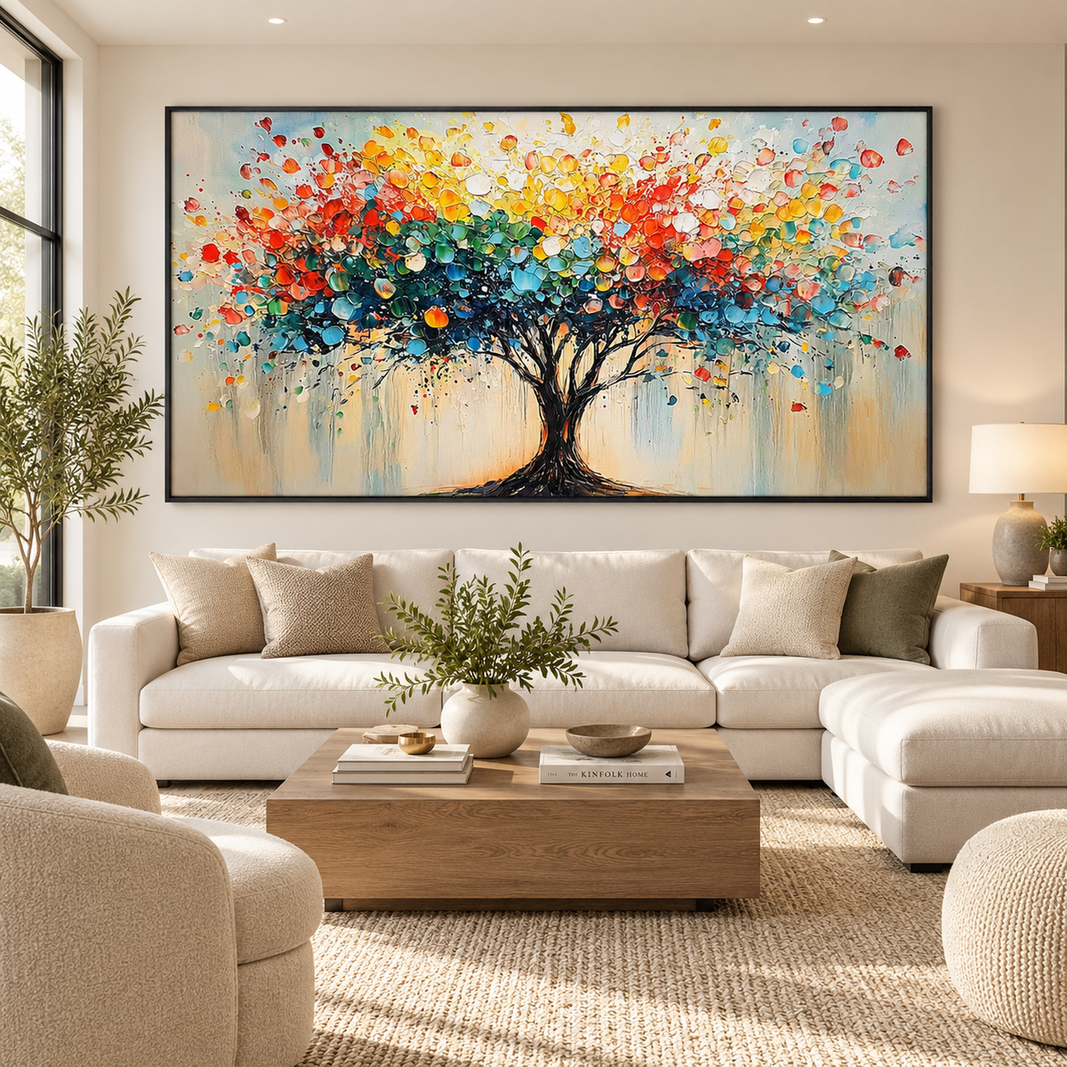 Vibrant Roots-Colorful Abstract Tree Painting