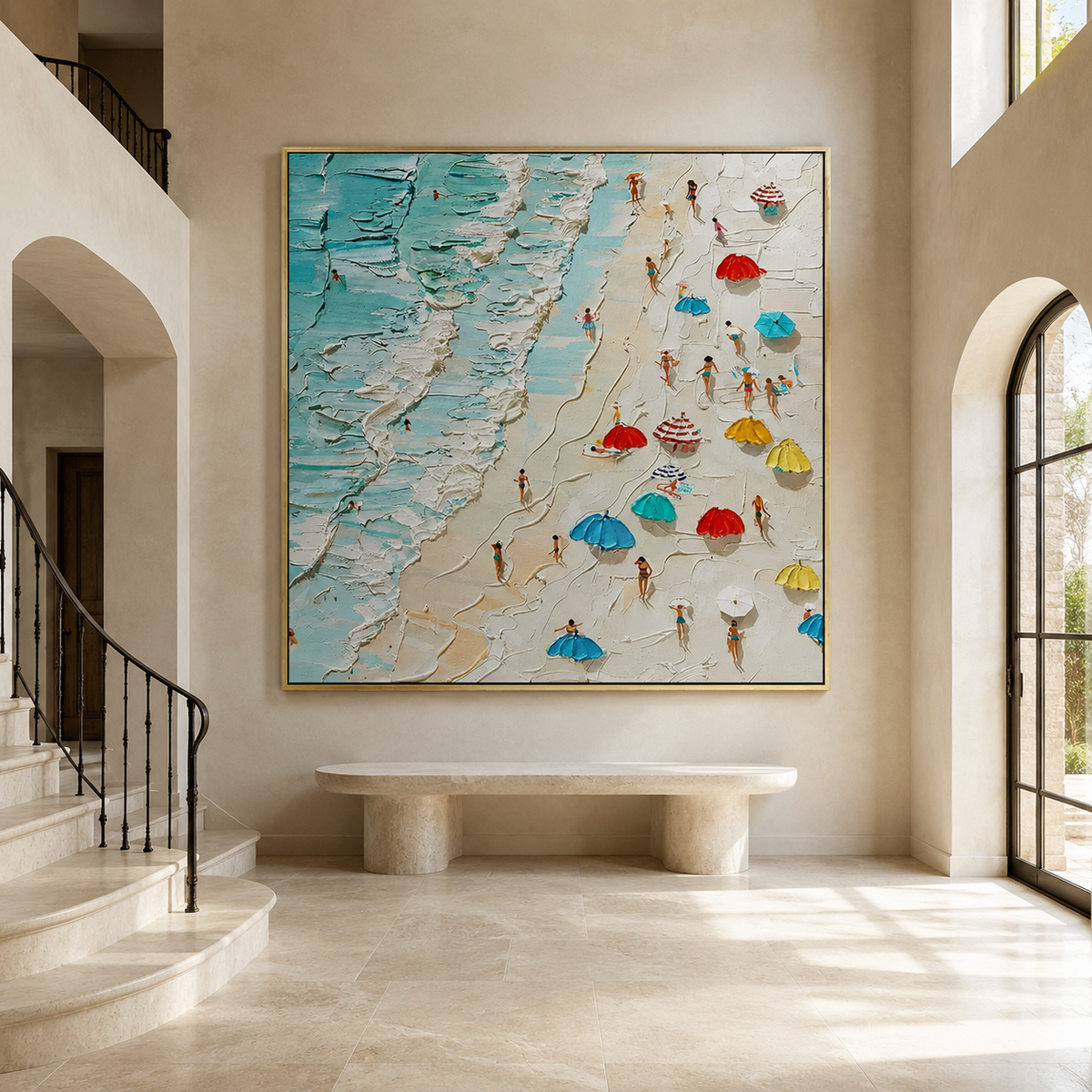 Shoreline Joy-Colorful Beach Scene Painting