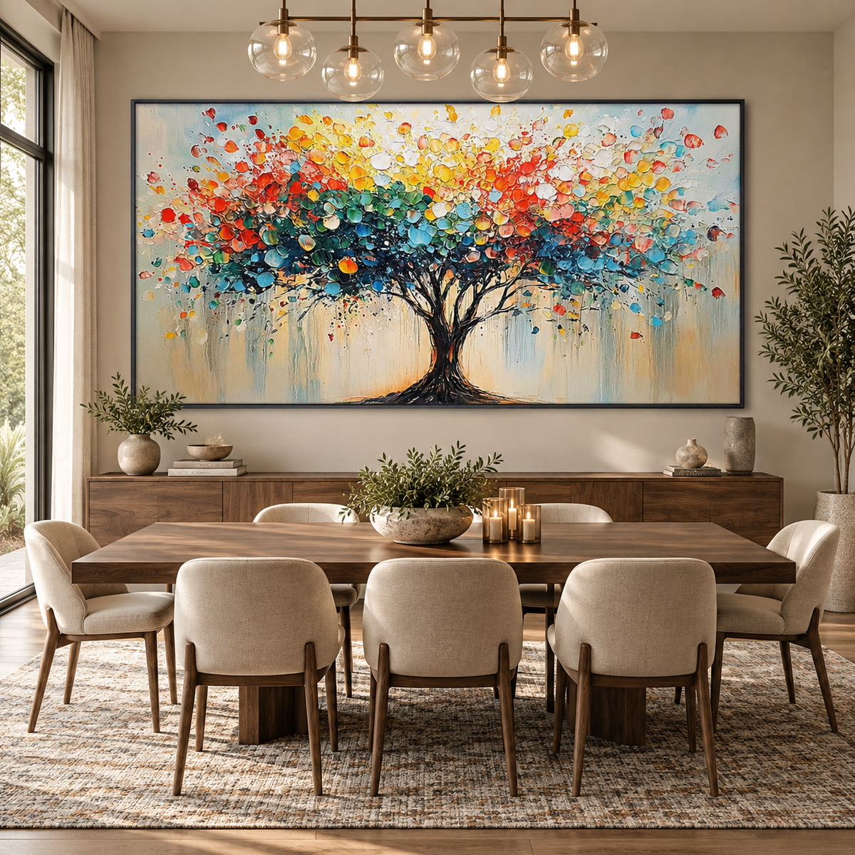 Vibrant Roots-Colorful Abstract Tree Painting