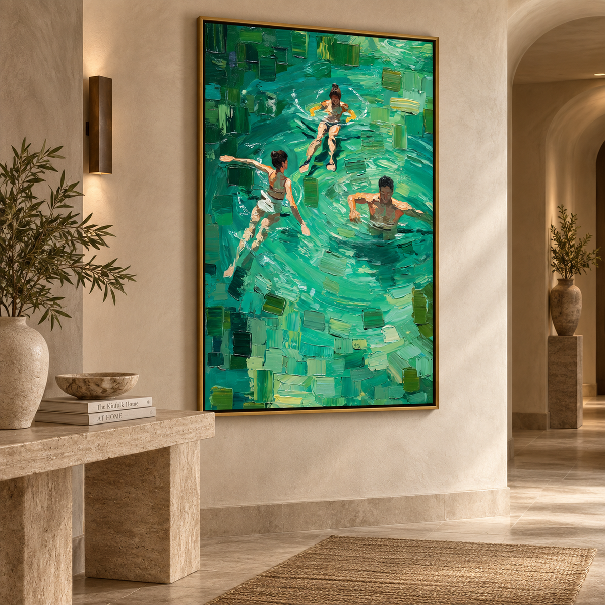 Emerald Pool Moments-Contemporary Swimming Painting
