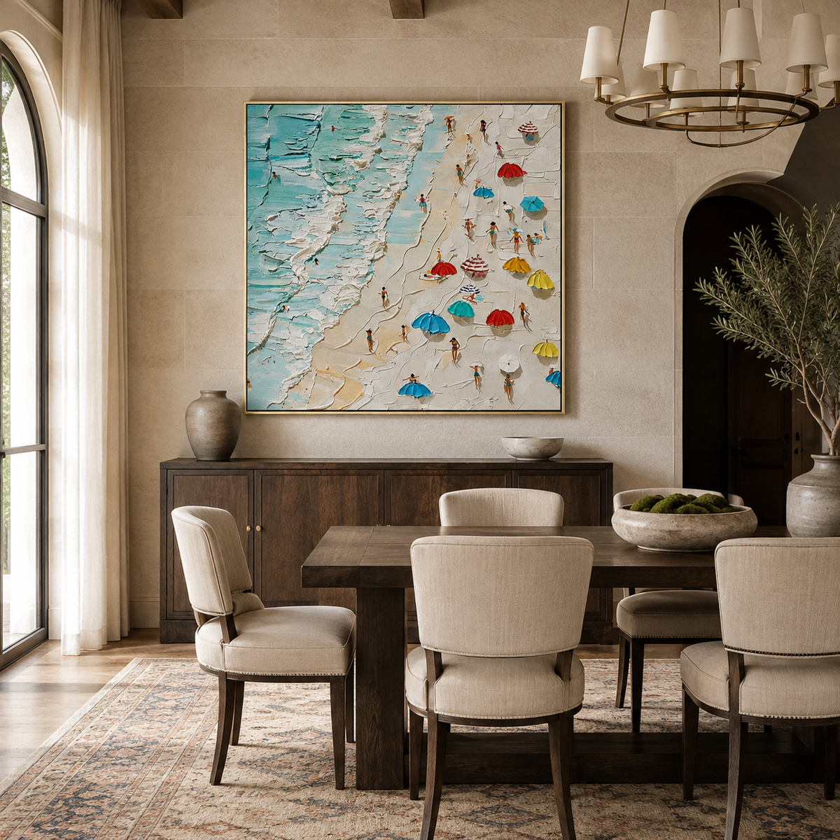 Shoreline Joy-Colorful Beach Scene Painting