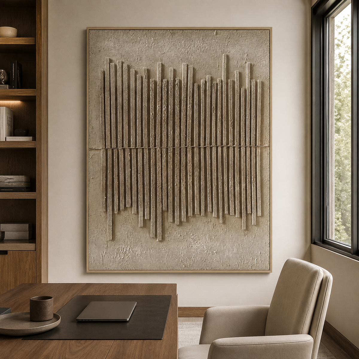 Vertical Harmony Relief-Abstract Textured Wall Art