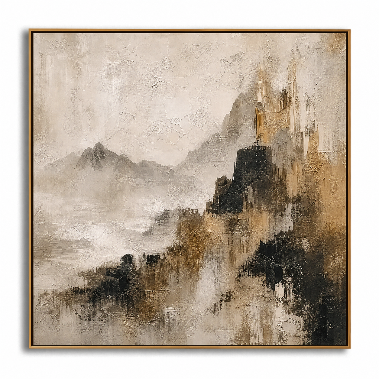 Misty Castle-Abstract Mountain Landscape Painting