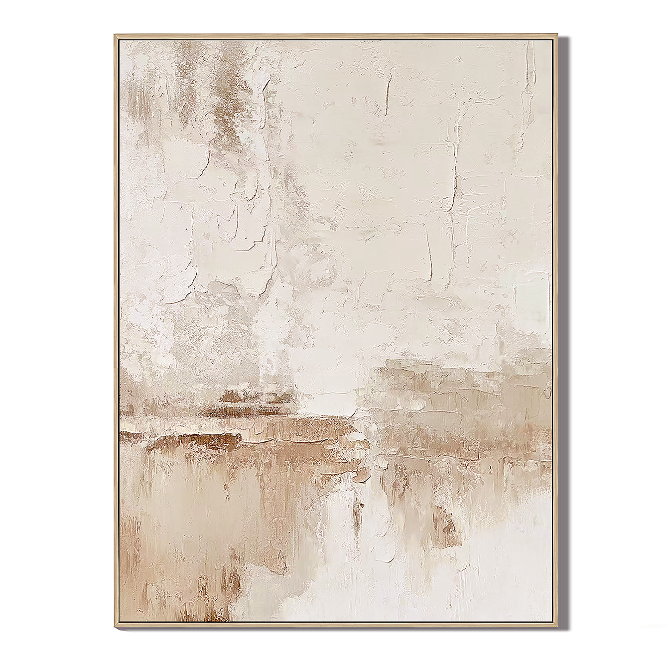 Quiet Strata-Cream Beige Abstract Painting