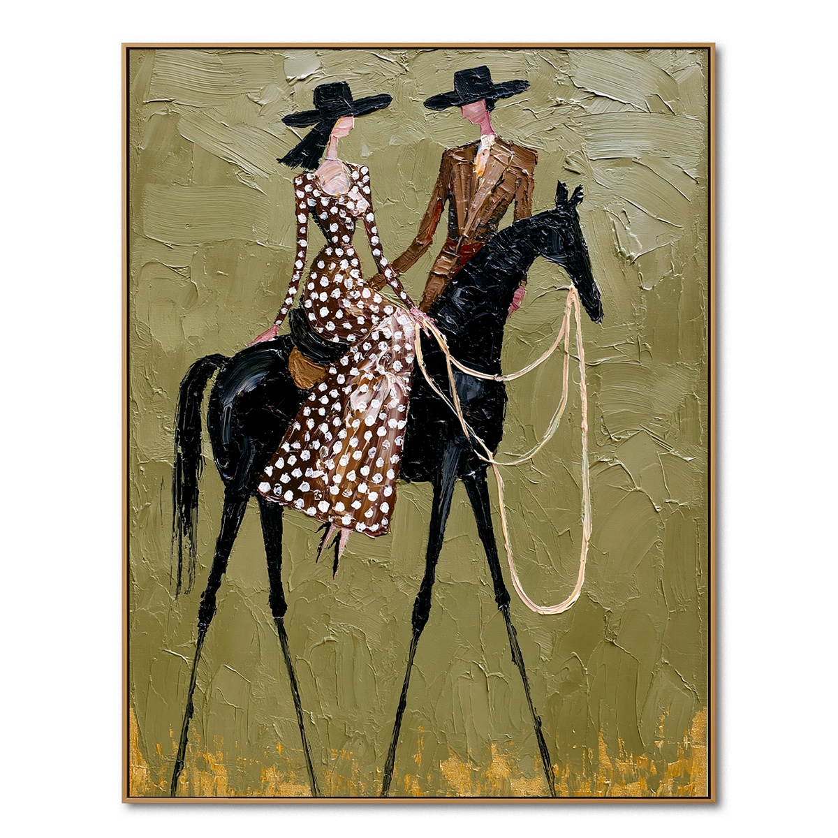 Western Rider Duo-Textured Cowboy Horse Oil Painting