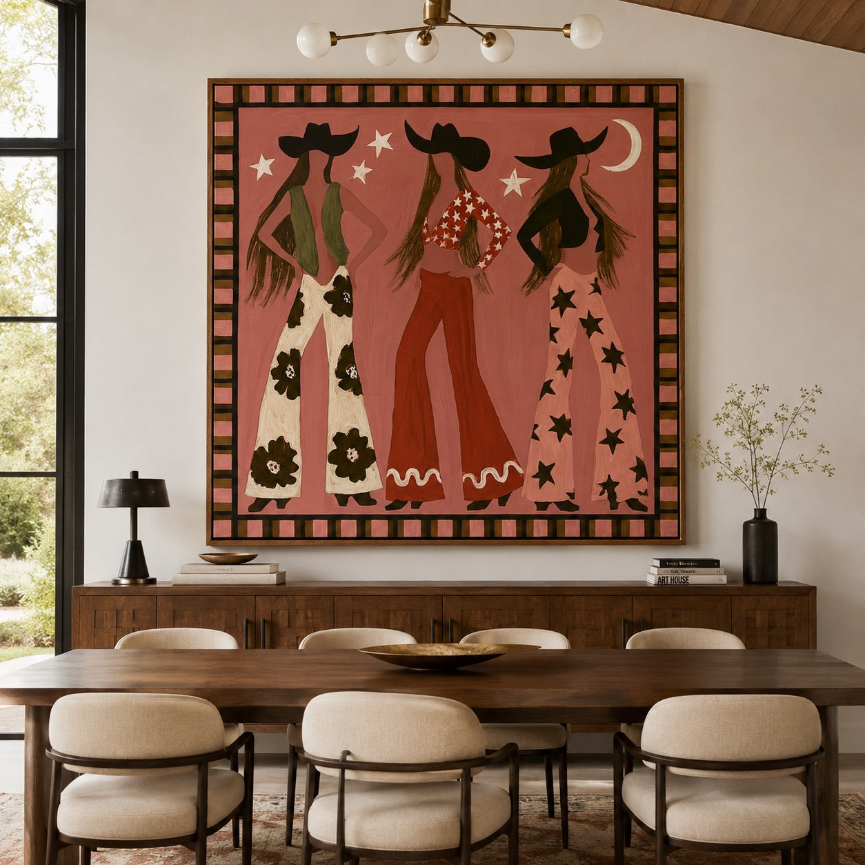 Pink Moon-Cowgirl Oil Painting