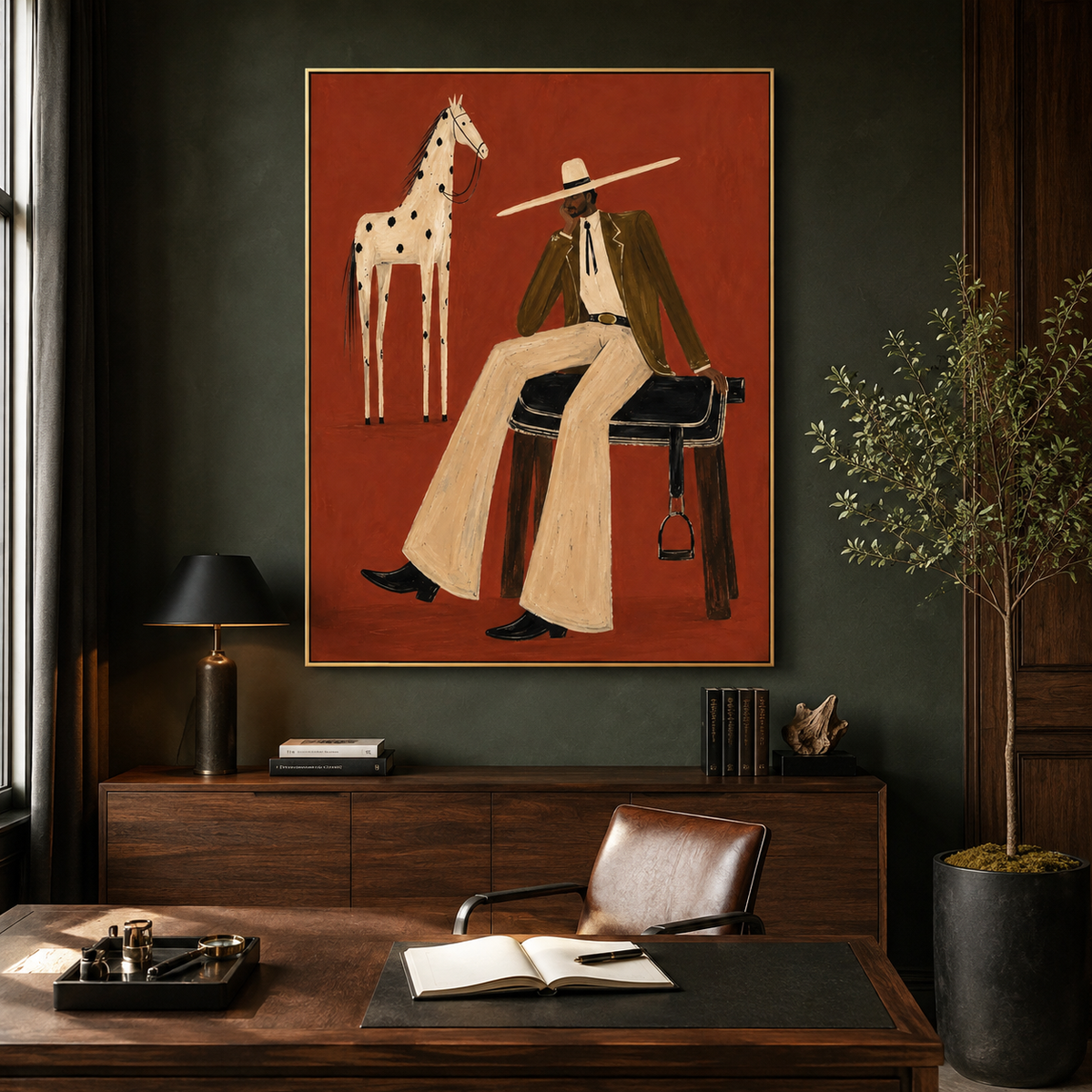 Western Elegance Rider-Contemporary Equestrian Oil Painting