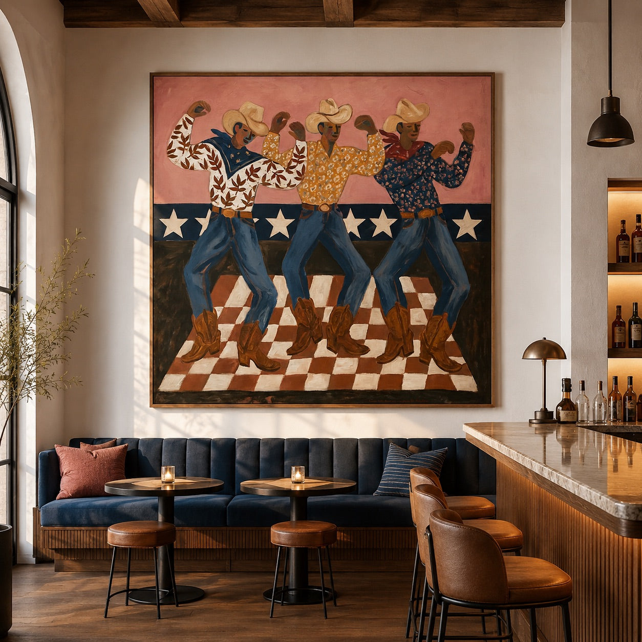 Starstep Trio-Cowboy Dance Oil Painting