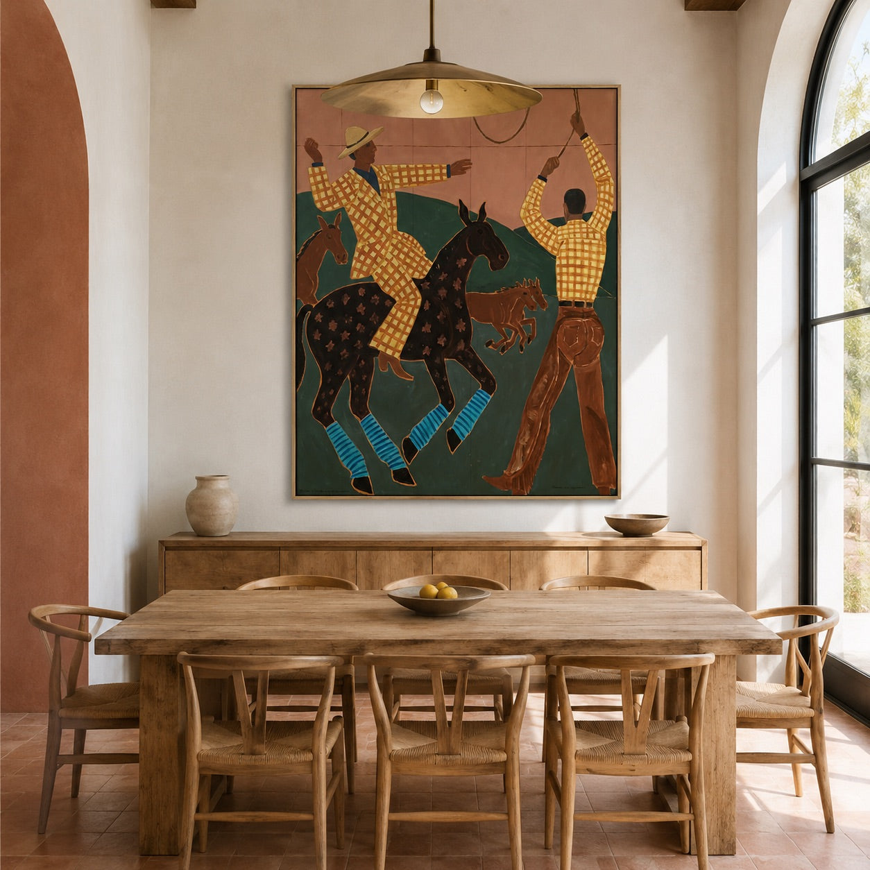 Checkered Rodeo-Cowboy Folk Art Painting