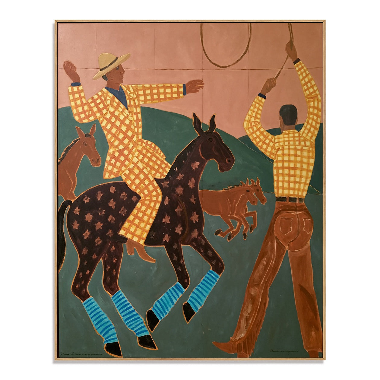 Checkered Rodeo-Cowboy Folk Art Painting