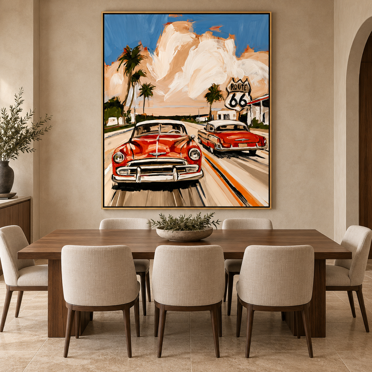 Vintage Highway Drive-Retro Americana Painting