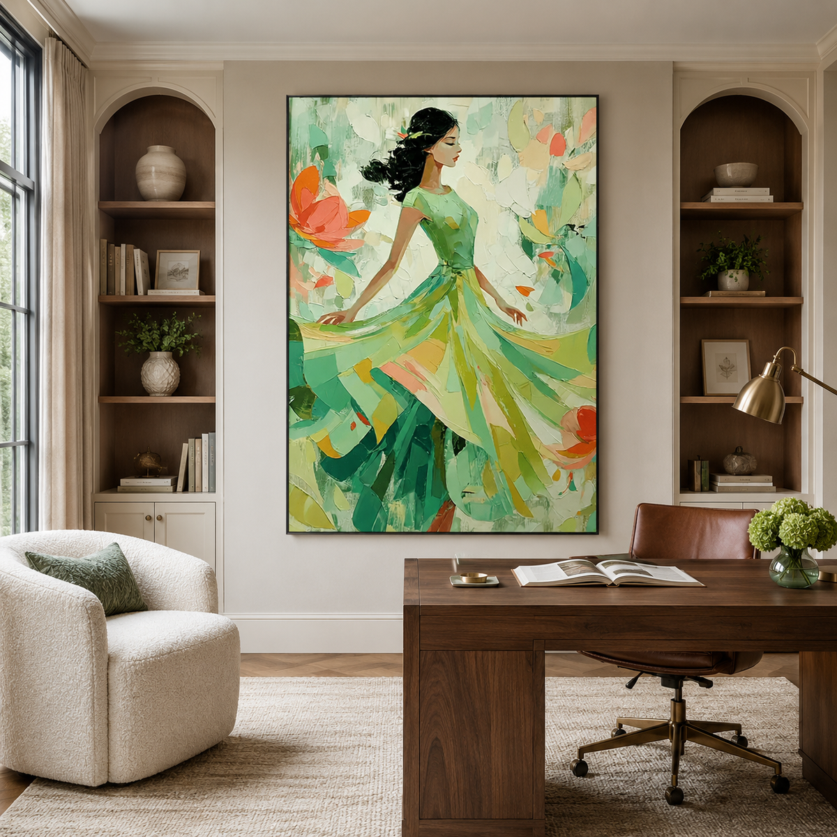 Garden Muse-Woman Floral Abstract Painting
