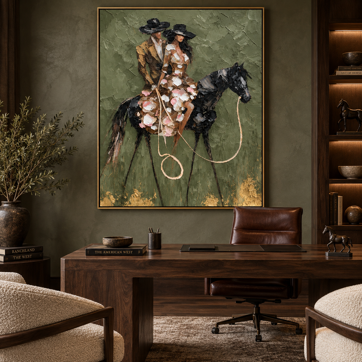Midnight Riders-Elegant Horse Equestrian Painting