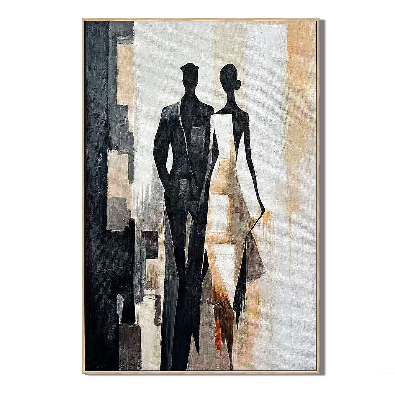 Urban Pair-Black White Couple Painting