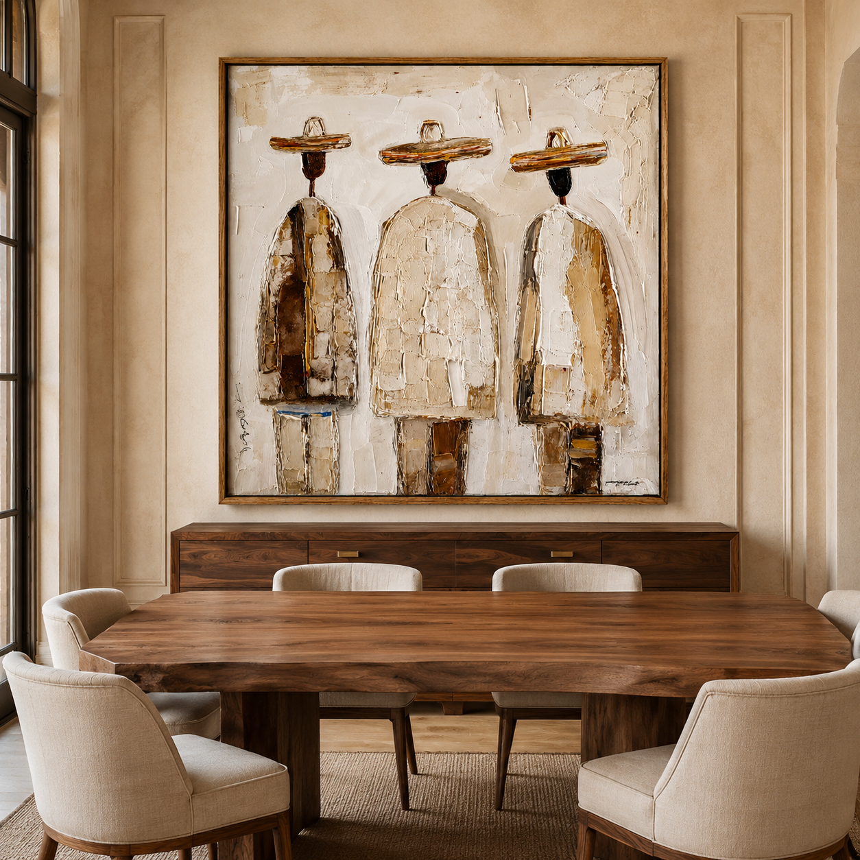 Silent Trio-Abstract Figurative Texture Painting