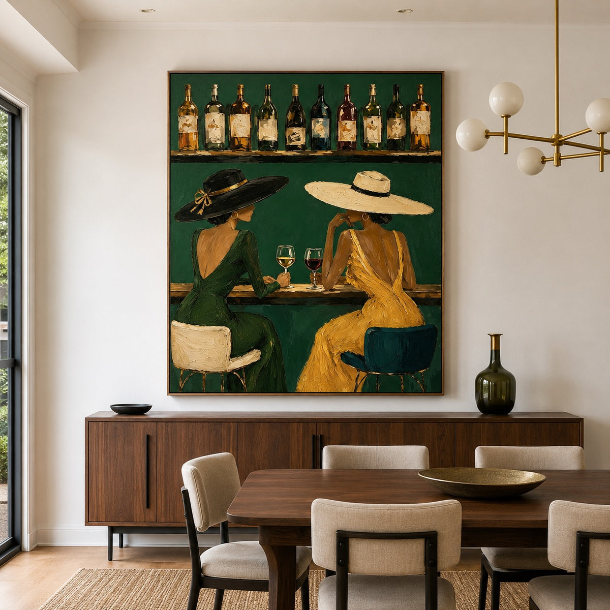 Emerald Toast-Wine Bar Oil Painting