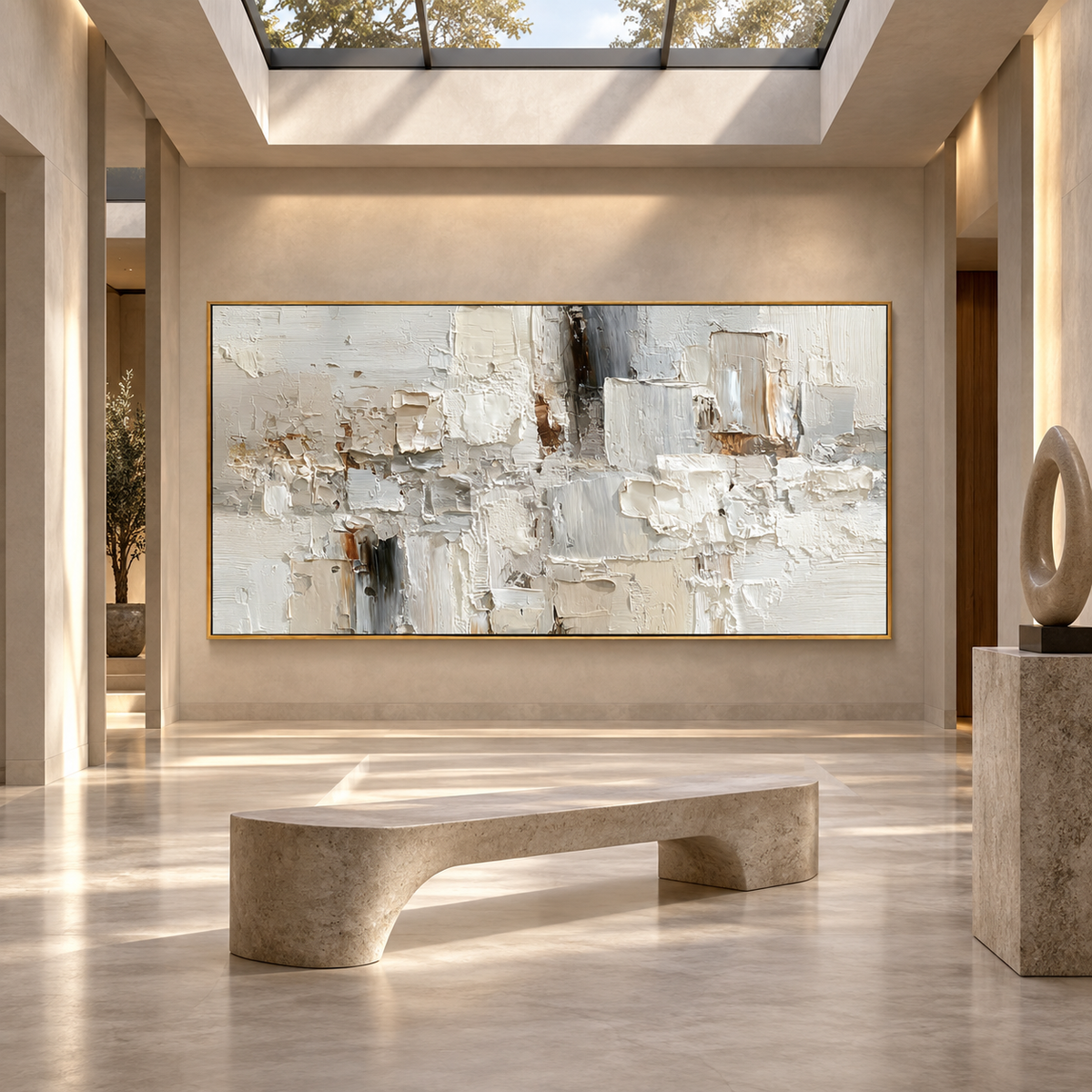 Ivory Layers-Textured Abstract Painting